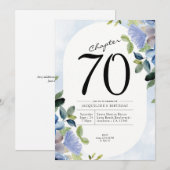 70e verjaardag Blauwe Floral Kaart (Voorkant / Achterkant)