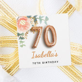 70e verjaardag bloem roos goud eucalyptusmonogram bedankjes labels