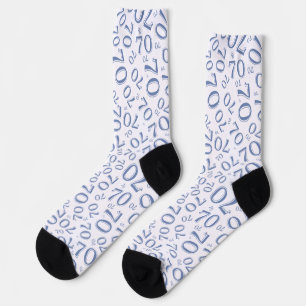 70e verjaardag Blue Random Number Pattern Sokken