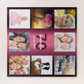 70e verjaardag bogundy naam foto collage legpuzzel (Horizontaal)