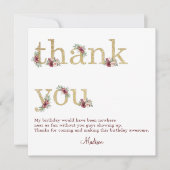 70e verjaardag Bourgogne Floral Bedankkaart (Voorkant)