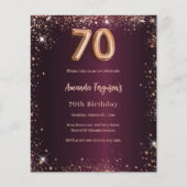 70e verjaardag Bourgondië gouden uitnodiging (Voorkant)