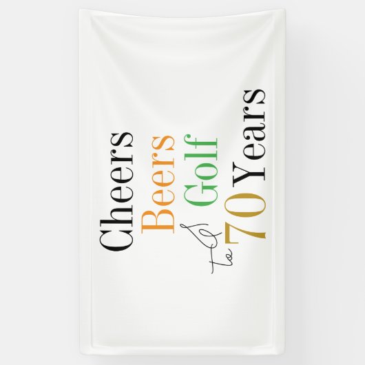 70e verjaardag Cheers Beers Golf Minimal Party Spandoek (Verticaal)