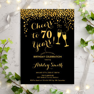 70e verjaardag - Cheers tot 70 jaar Gold Black Kaart
