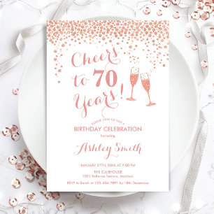 70e verjaardag - Cheers tot 70 jaar Roos Gold Whit Kaart