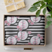 70e verjaardag chic roze rozen zwarte witte strepe tissuepapier (Geschenk)