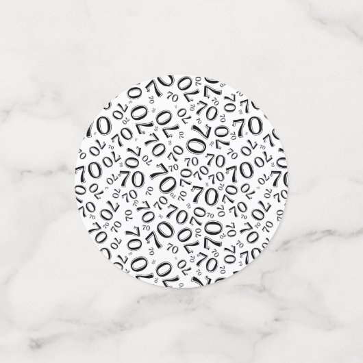 70e verjaardag Cool Number Pattern Zwart-wit Confetti (Kleine voorkant)
