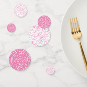 70e verjaardag Cool Nummer Patroon Roze en Wit Confetti