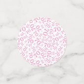70e verjaardag Cool Nummer Patroon Roze en Wit Confetti (Kleine voorkant)