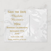70e verjaardag Damask en Faux Bow Bewaar de datum Aankondigingskaart (Achterkant)