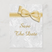 70e verjaardag Damask en Faux Bow Bewaar de datum Aankondigingskaart (Voorkant)