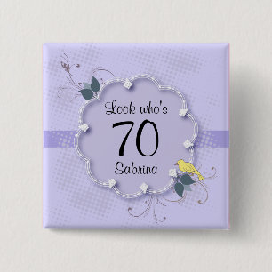 70e verjaardag DIY-tekst Vierkante Button 5,1 Cm