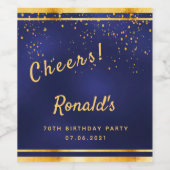 70e verjaardag donkerblauwe goudkaasmakerij wijn etiket (Enkel label)