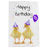 70e verjaardag Eenden met ballon Medium Cadeauzakje (Voorkant)