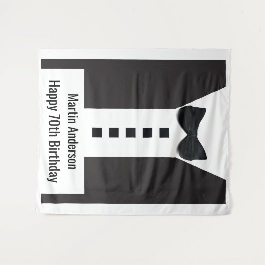 70e verjaardag 🎉 Elegant Tuxedo Wandkleed (Voorkant (horizontaal))