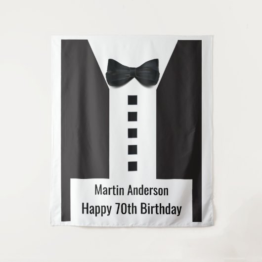 70e verjaardag 🎉 Elegant Tuxedo Wandkleed (Voorkant)