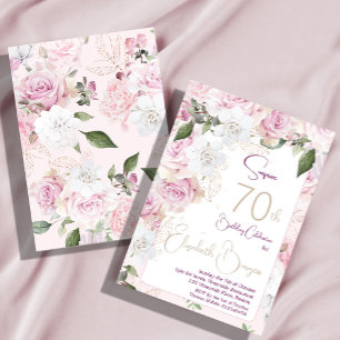 70e verjaardag Elegante Moderne Floral Chic Kaart
