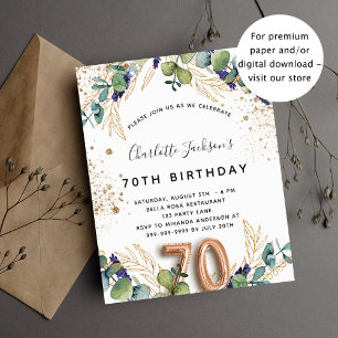 70e verjaardag - eucalyptusbegrotingsuitnodiging flyer