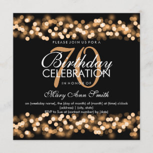 70e verjaardag Faux Gold Hollywood Glam Kaart