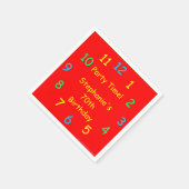 70e verjaardag feestelijke klok, rood, naam, papie servetten (Hoek)