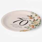 70e  verjaardag Floral Papieren Bordje (Gekanteld)