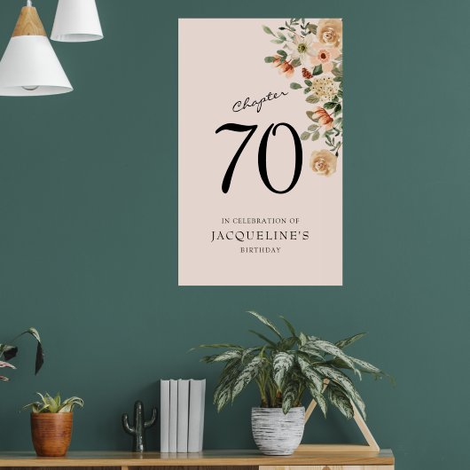 70e verjaardag Floral Poster (Woonkamer 1)