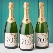 70e verjaardag Floral Sparkling Wijnetiket