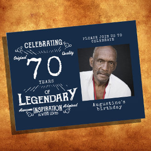70e verjaardag Foto Blue Birthday Invites Briefkaart