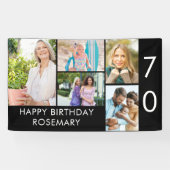 70e verjaardag Foto Collage 5 Afbeelding Zwart wit Spandoek (Horizontaal)