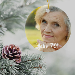 70e verjaardag foto hallo 70 keramisch ornament