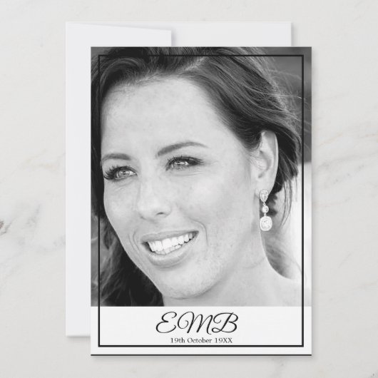 70e verjaardag Foto Monogram Elegant Birthday Kaart (Achterkant)