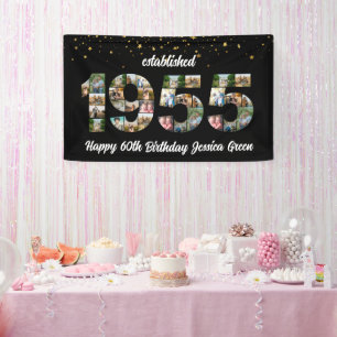 70e verjaardag Fotocollage partij Opgericht 1955 Spandoek