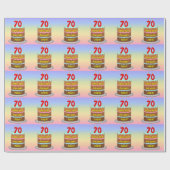 70e verjaardag: Fun Cake and Candles + Custom Name Cadeaupapier (Vlak)