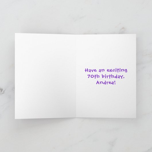 70e verjaardag: Fun Cake and Candles + Custom Name Kaart (Binnen)