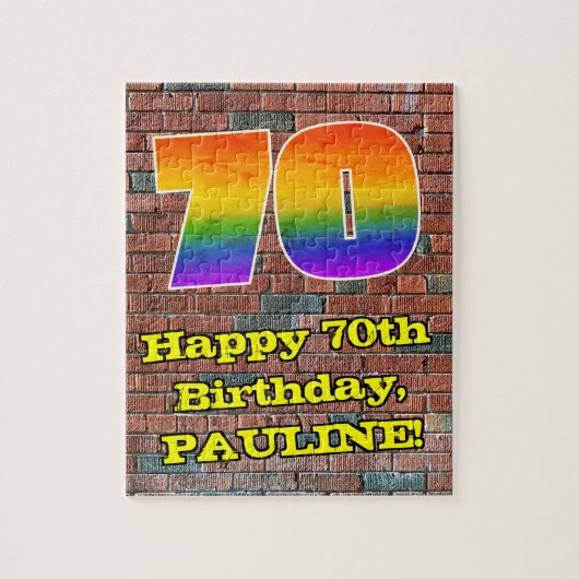 70e verjaardag: Fun Graffiti-geïnspireerde regenbo Legpuzzel (Verticaal)