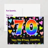 70e verjaardag: Fun Hearts Pattern, Regenboog 70 Briefkaart (Voorkant / Achterkant)