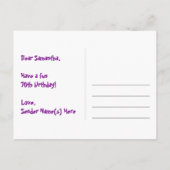 70e verjaardag: Fun Hearts Pattern, Regenboog 70 Briefkaart (Achterkant)