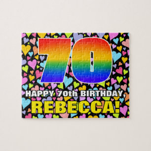 70e verjaardag — Fun, liefhebbende hartvormen + "7 Legpuzzel