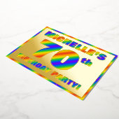 70e verjaardag - Fun, regenboogspectrum "70" Folie Uitnodiging (Gedraaid)