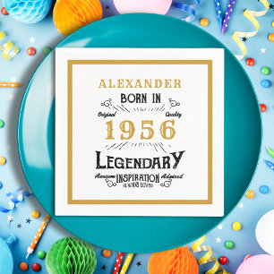 70e verjaardag Geboren in 1956 Wit Gouden Legende Servet