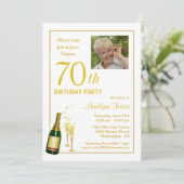 70e verjaardag - Gepersonaliseerd fotouitnodiginge Kaart (Staand voorkant)