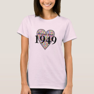 70e verjaardag Gezegeld sinds 1949 gekleurd glas T-shirt