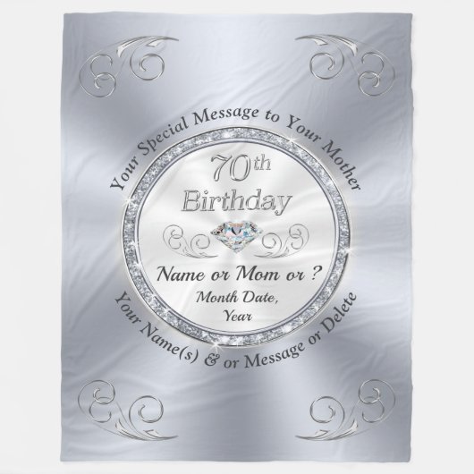 70e verjaardag Gifts for Women, Moeder, Echtgenote Fleece Deken (Voorkant)