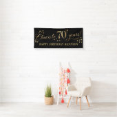 70e verjaardag Glitter Zwart en Goud Spandoek (Insitu)