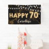 70e verjaardag Gold & Black Balloon Lights Spandoek (Insitu)