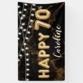 70e verjaardag Gold & Black Balloon Lights Spandoek (Verticaal)