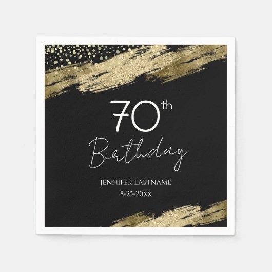 70e verjaardag Gold Black Servet (Voorkant)