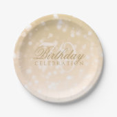 70e verjaardag Gold Bokeh Sparkle Lights Papieren Bordje (Voorkant)