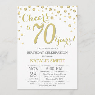 70e verjaardag Gold Glitter Diamond Uitnodiging