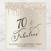70e verjaardag Gold Glitter Wijn Etiket (Enkel label)